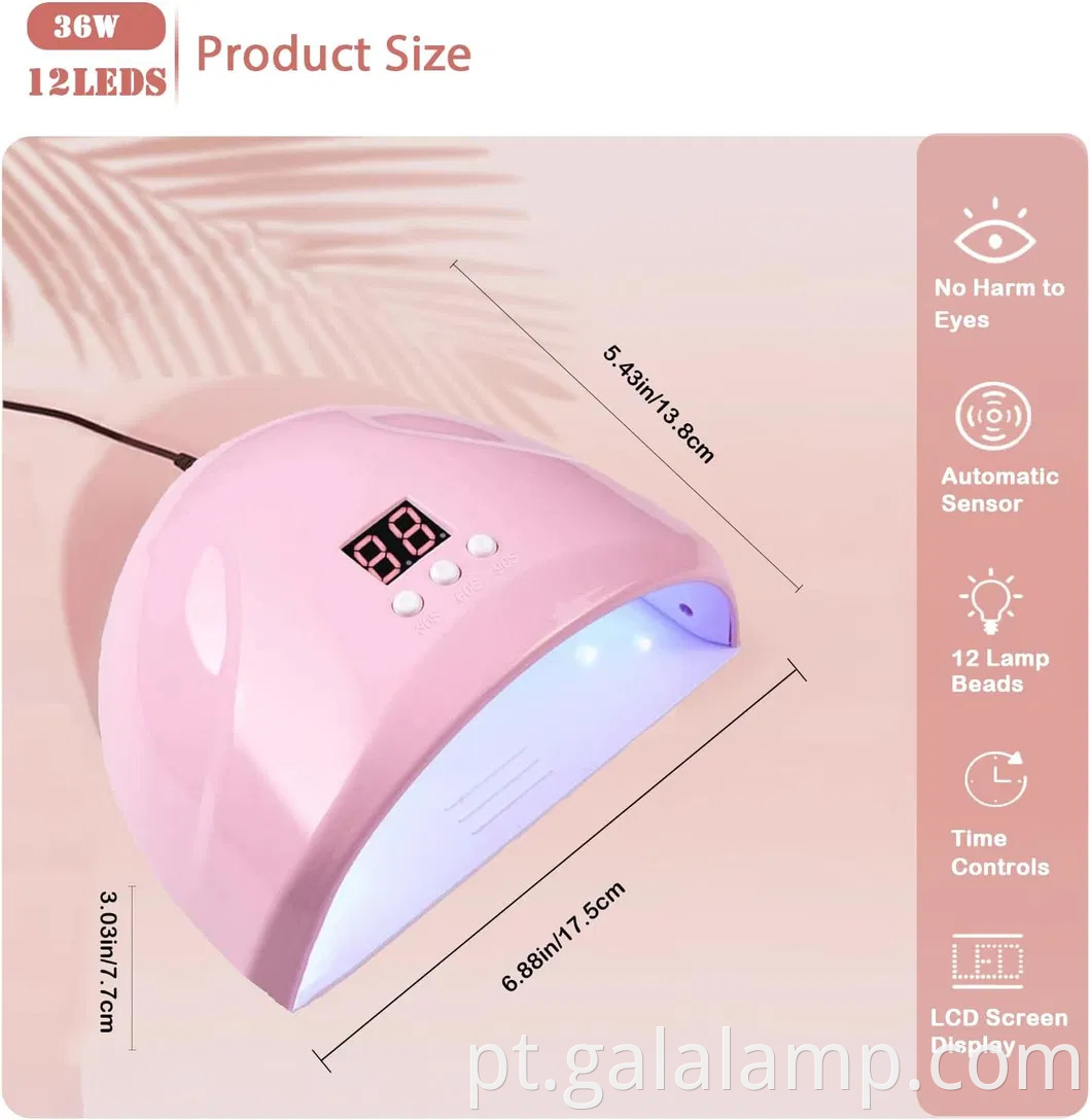 Secador de uvas UV compacto com tela LED para cura rápida em gel